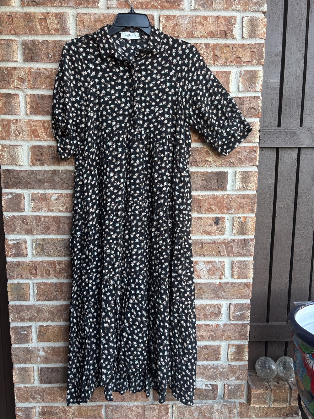 Natural life Rebecca Black Floral Button-Front Midi Dress